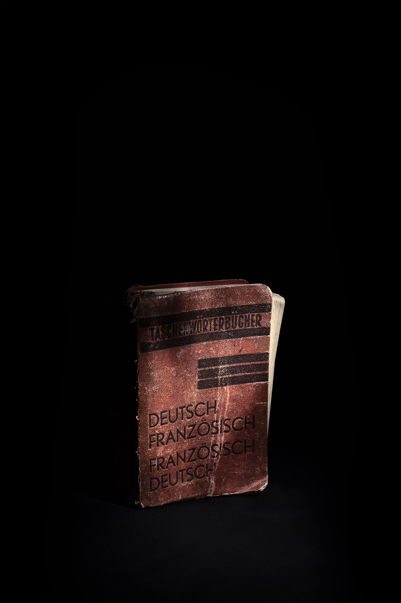 Dizionario tedesco-francesce appartenuto al maresciallo tedesco Hans Schmidt, responsabile delle comunicazioni presso il comando di Villa Rossi a Botteghe di Albinea (Re). Villa Rossi era un importante centro di coordinamento e comunicazione della Linea Gotica, in contatto diretto con Berlino. Schmidt, insieme ad altri 4 commilitoni, aveva deciso di ribellarsi e prendere contatto con i partigiani italiani per passare loro informazioni utili a un futuro attacco. Per una coincidenza sfortunata però, la notte tra il 25 e il 26 agosto del 1944, fu scoperto dai soldati tedeschi e ucciso insieme al gruppo a lui fedele. I loro corpi gettati in una fossa comune, rimasero a lungo senza sepoltura. 039